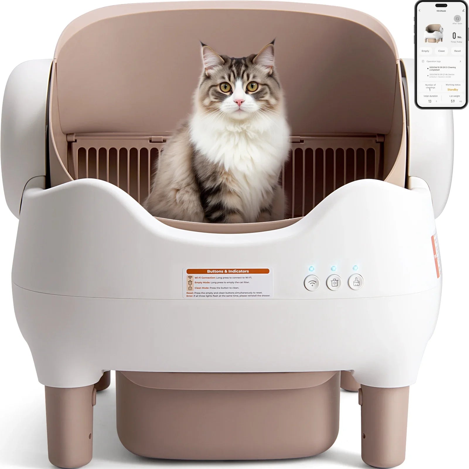 Smart Self-Cleaning Cat Litter Box with App Control – Automatic Odor-Free Litter Solution for Multiple Cats