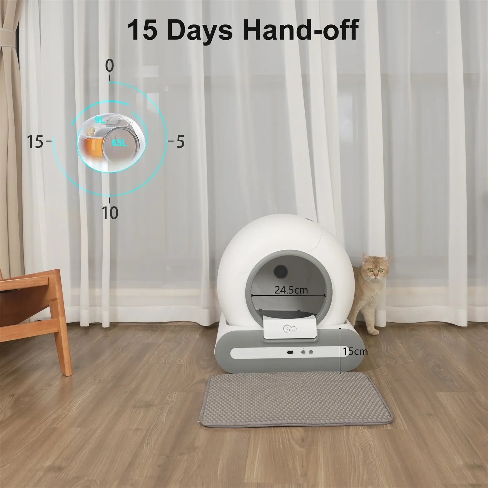 Smart Self-Cleaning Cat Litter Box with App Control & Health Monitoring – Automatic Odor-Free Solution for Multiple Cats